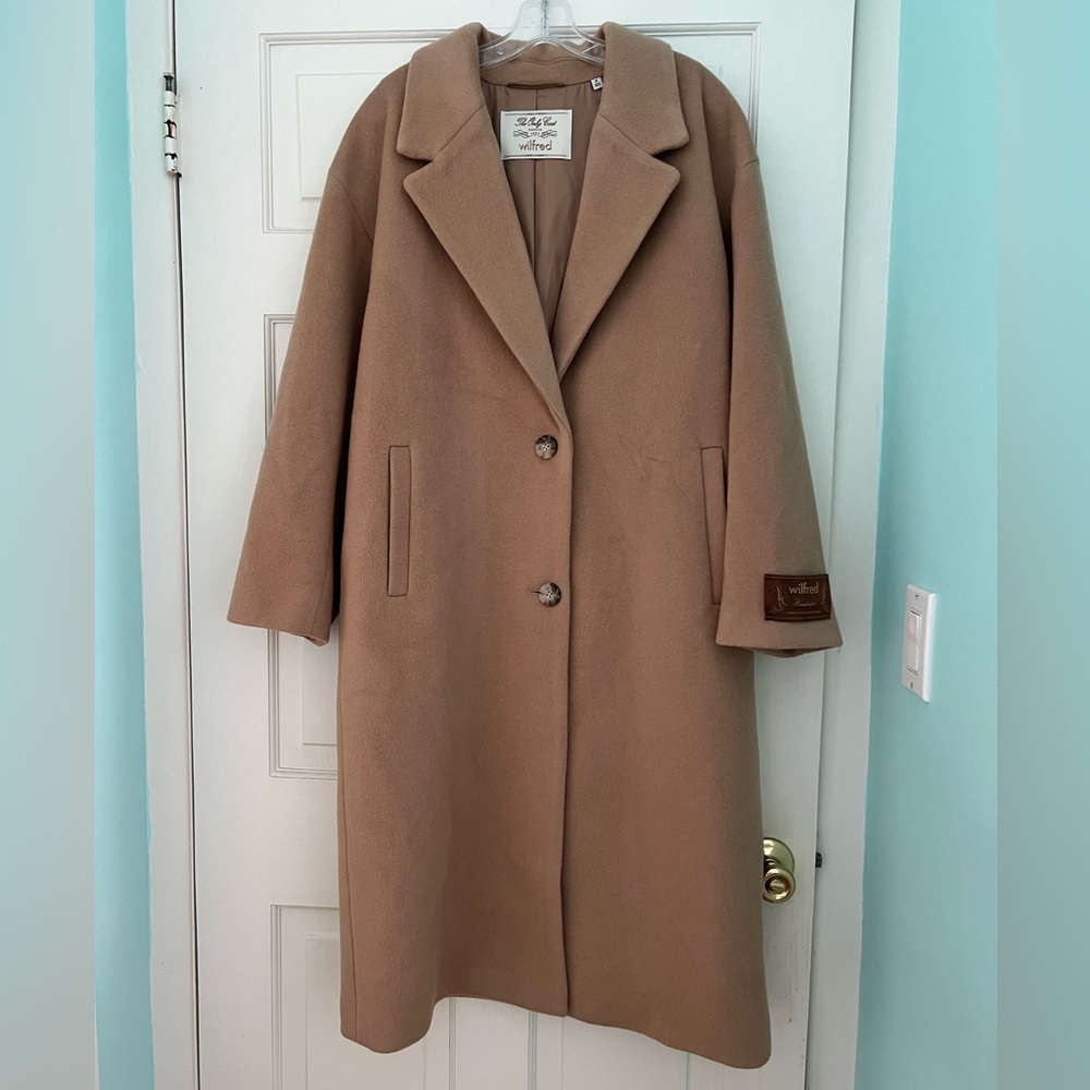 Aritzia Wilfred THE ONLY COAT M Gold Camel